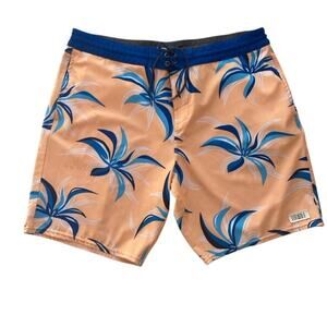 O'Neill Cruzers Orange and Blue Hawaiian Print Board Shorts - Size 30